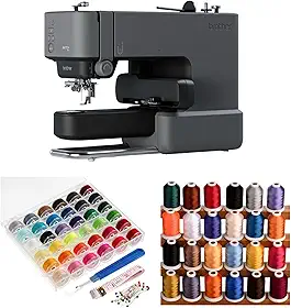Brother Máquina de bordar Skitch - Costura de agulha única de precisão com controle de velocidade e display LCD com 24 linhas de cores sortidas e 36 bobinas (3 itens)