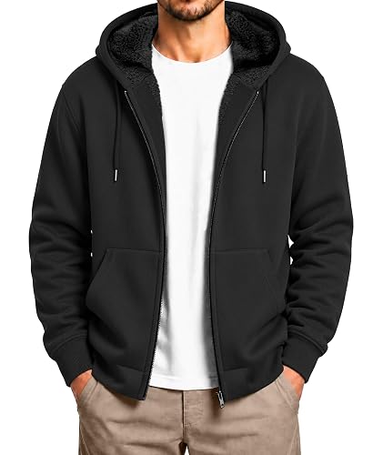 SCODI Hoodies for Men Zip Up Heavyweight Fleece Sweatshirt Thick
