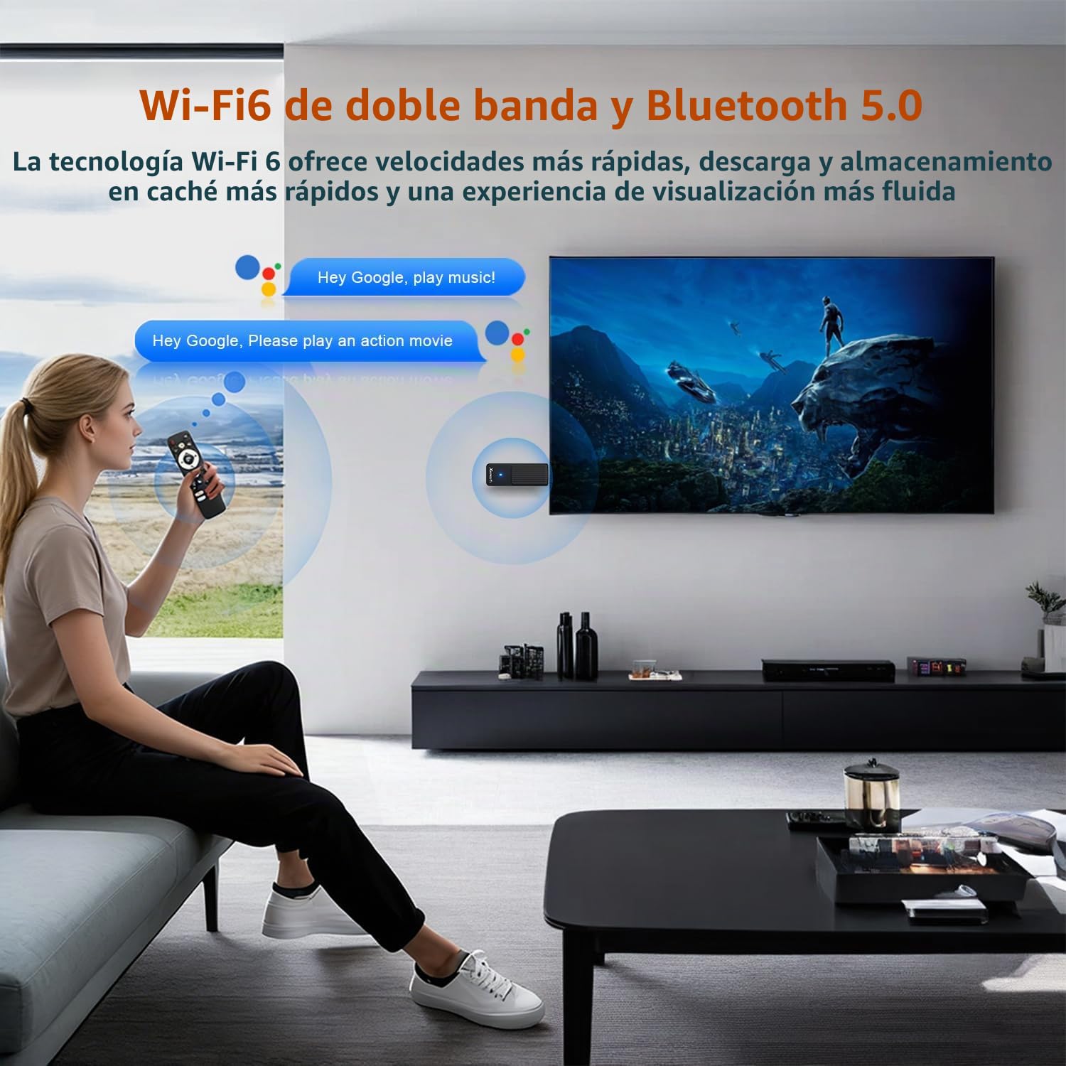 Ultra HD Android TV Stick 14.0, 4K TV Stick Box 2GB RAM 16GB ROM RK3518 CPU, Admite WiFi 6 2.4/5GHz, Bluetooth 5.0 HDR10 Smart TV Stick Android Incluye Mando a Distancia por Voz Bluetooth 2026 Negro
