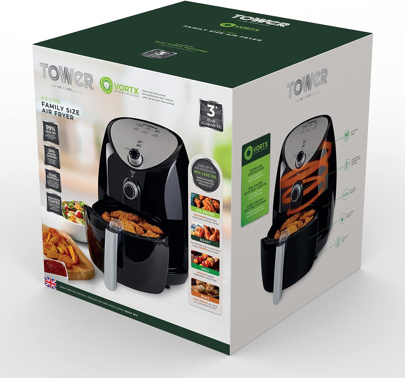 Tower T17021 Family Size Air Fryer with Rapid Air Circulation, 60-Minute Timer, 4.3L, 1500W, Black 12 71mB3PQZXIL. AC SL1350