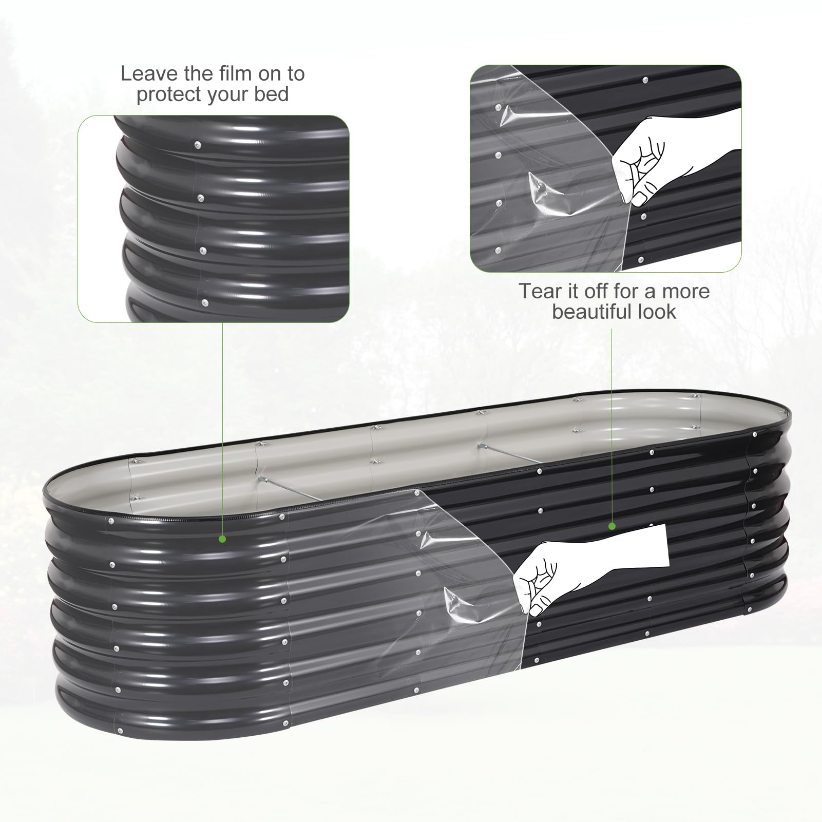 Cama de jardín elevada galvanizada para Exteriores, Camas elevadas para jardinería, Caja de macetero de Metal, Kit de Cama de jardín elevada de Acero con Borde de Seguridad y Guantes para