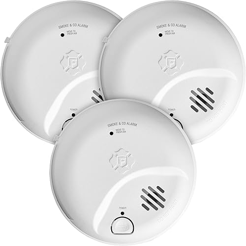 First Alert SMICO100 - Alarma combinada de humo y monóxido de carbono con batería - Paquete de 3