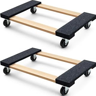 Simpli-Magic 79545 Heavy-Duty Hardwood Furniture Dollies 30x18in 1320 lbs Capacity 4 Swivel Wheels 2-Pack