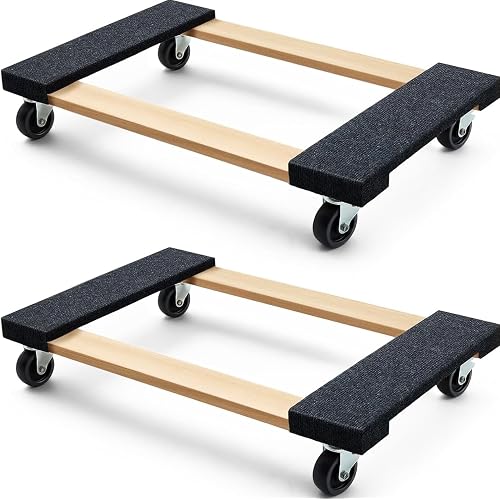 Simpli-Magic 79545 30 in. x 18 in. Hardwood Furniture Moving Dolly 1,320 lbs. Capacity – 4 Swivel Wheels Heavy-Duty Furniture Dollies, 2 Pack