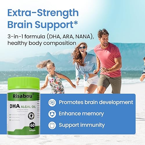 Miniatura 5 de Aceite de algas DHA 400 mg con ARA y SA, 60 cápsulas blandas de aceite de algas veganas – Suplemento DHA Omega 3 a base de plantas, 1 cápsula blanda