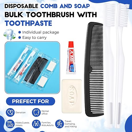 Miniatura 4 de 50 kits básicos de aseo personal, paquete de cuidado para personas sin hogar, kit de higiene personal, incluye jabón de viaje, cepillos de dientes