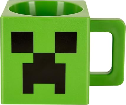JINX Minecraft Creeper Face Square Plastic Mug, Green, 9.8 ounces