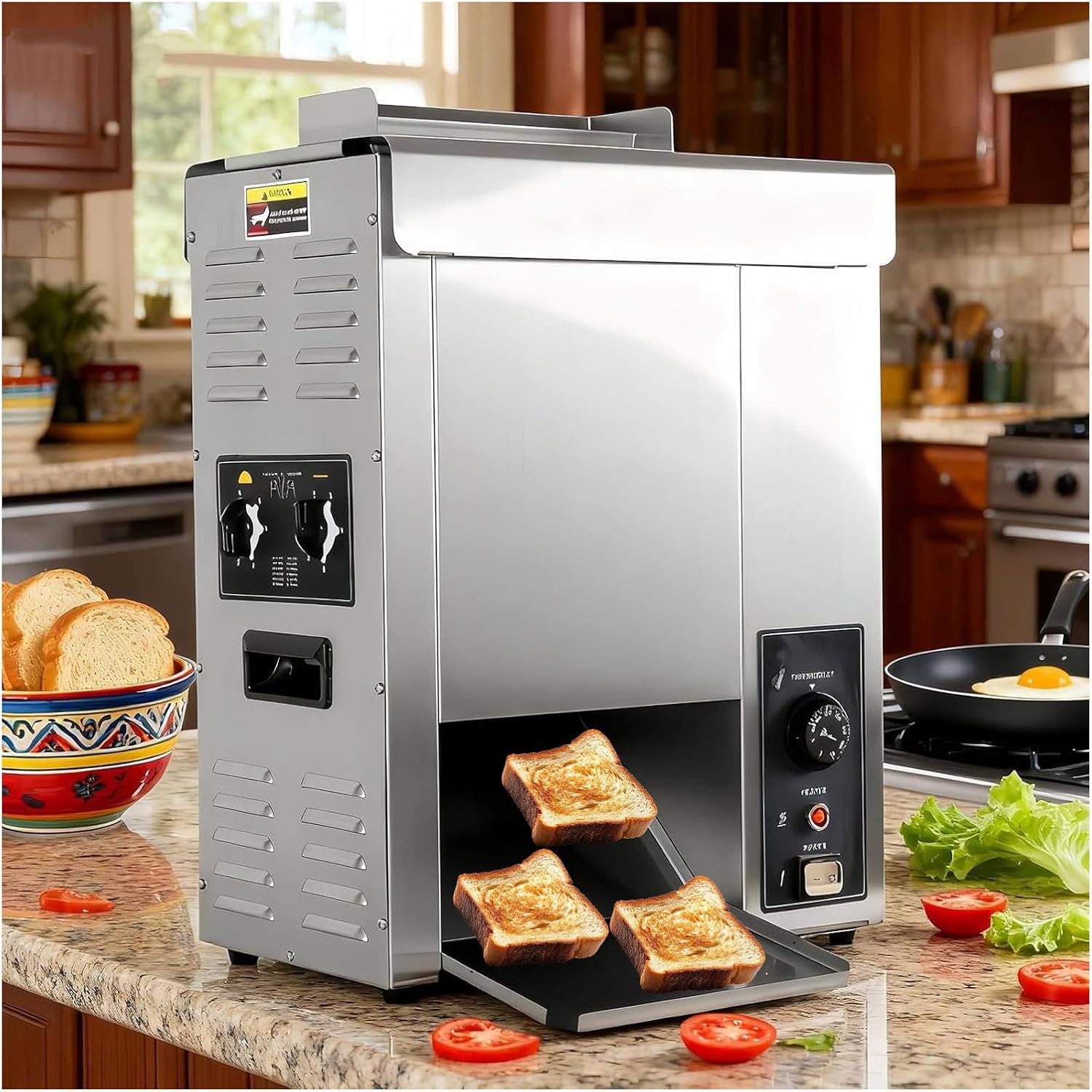 Automatic Hamburger Bun Toaster High-Power 2000W Commercial Toaster for Toast/Croissant/Burger, Vertical Bun Toaster with Adjustable Temperature Buns Thickness