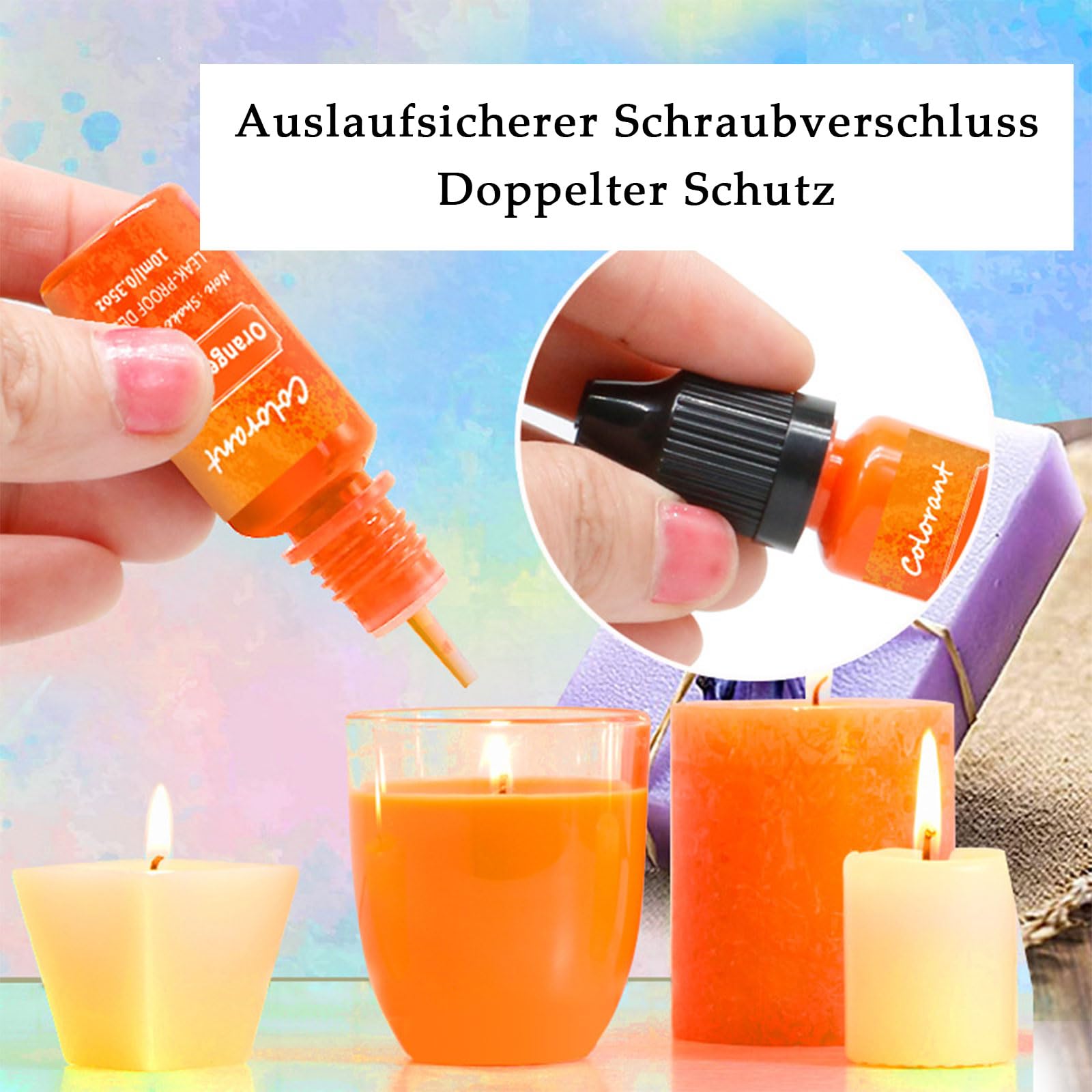 ALLAVA Set 20 Coloranti Liquidi Per Candele Fai Da Te - Cera Di Soia, Paraffina, Gel - 10 Ml L'uno, Alta Concentrazione