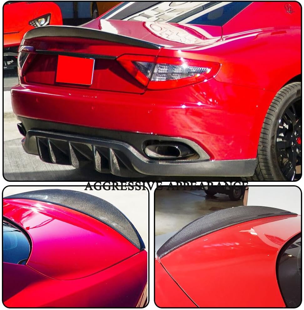 MCARCAR KIT Real Carbon Fiber Rear Spoiler for Maserati GranTurismo Coupe 2-Door 2012-2014 Customized CNC Moulding Rear Trunk Spoiler Deck Lip Racing Wing Bodykit