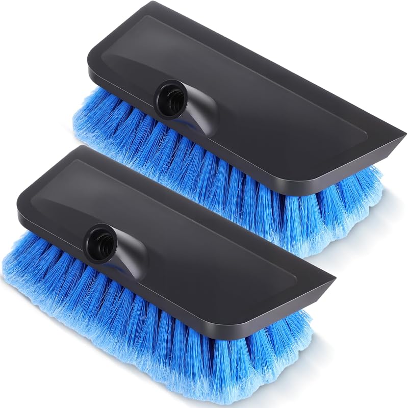 2 Pcs 10 Inch Solar Panel Soft Brush Cleaner Head, Bristles Scrub Brush with Rubber Protective Pads Prevent Scratches, for Solar Panels, Cars, RV, Trucks, Boats, Facades of Houses(Blue)