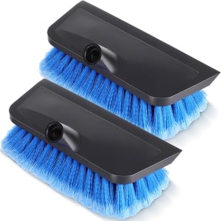 2 Pcs 10 Inch Solar Panel Brush Cleaner Head, Soft Blue Bristles Scrub Brush with Rubber Protective Pads Prevent Scratches, for Solar Panels, Cars, RV, Trucks, Boats, Facades of Houses