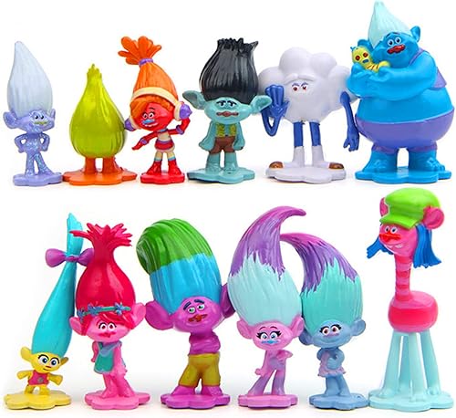 12 piezas de juguetes de troll, juguete de figura de acción de troll, juguete de figura de troll, mini figura de troll, para decoración de fiestas disponible en Yaxa Colombia