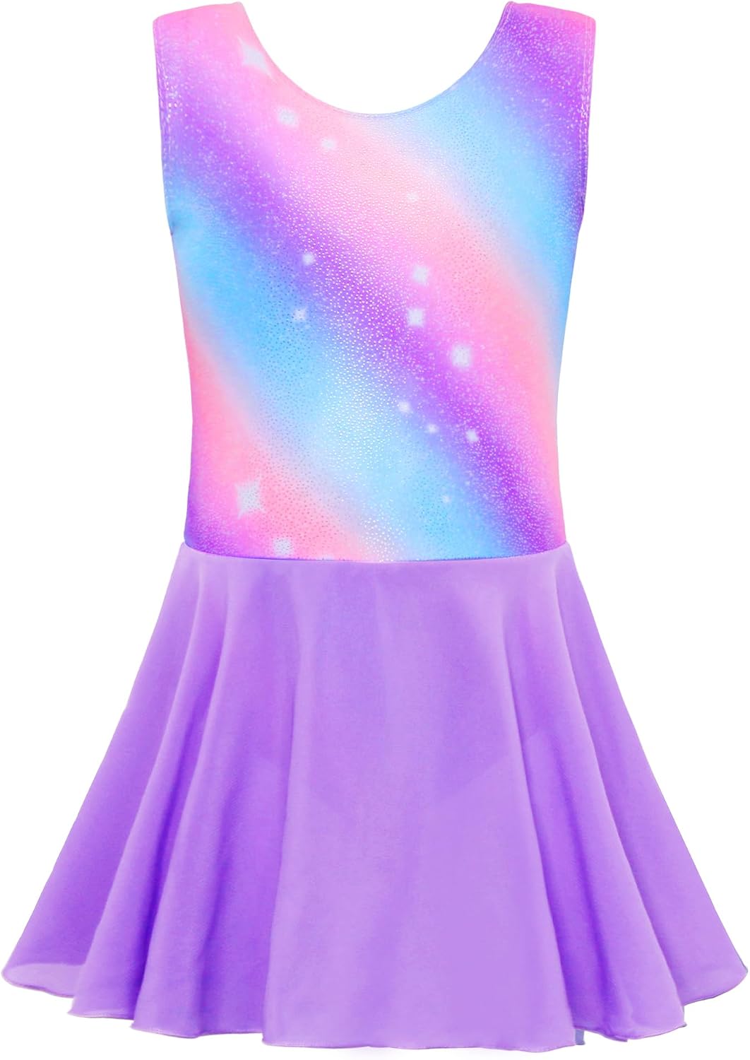 TENVDA Girls Ballet Leotards with Skirt Sparkly Sleeveless Gymnastics Dance Dresses Outfit (Toddler/Little Kid/Big Kids)
