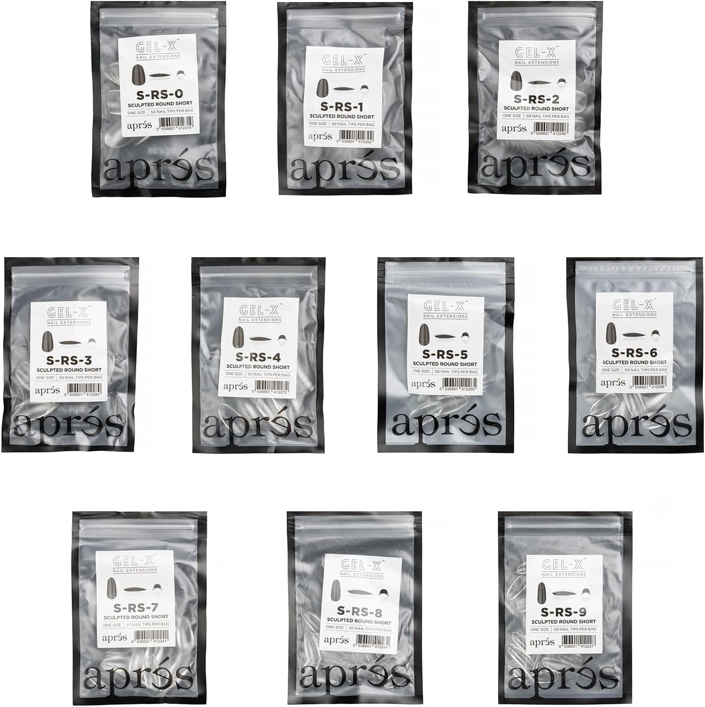 Apres GelX® Sculpted Round Short Assorted Bag 500pc Gel
