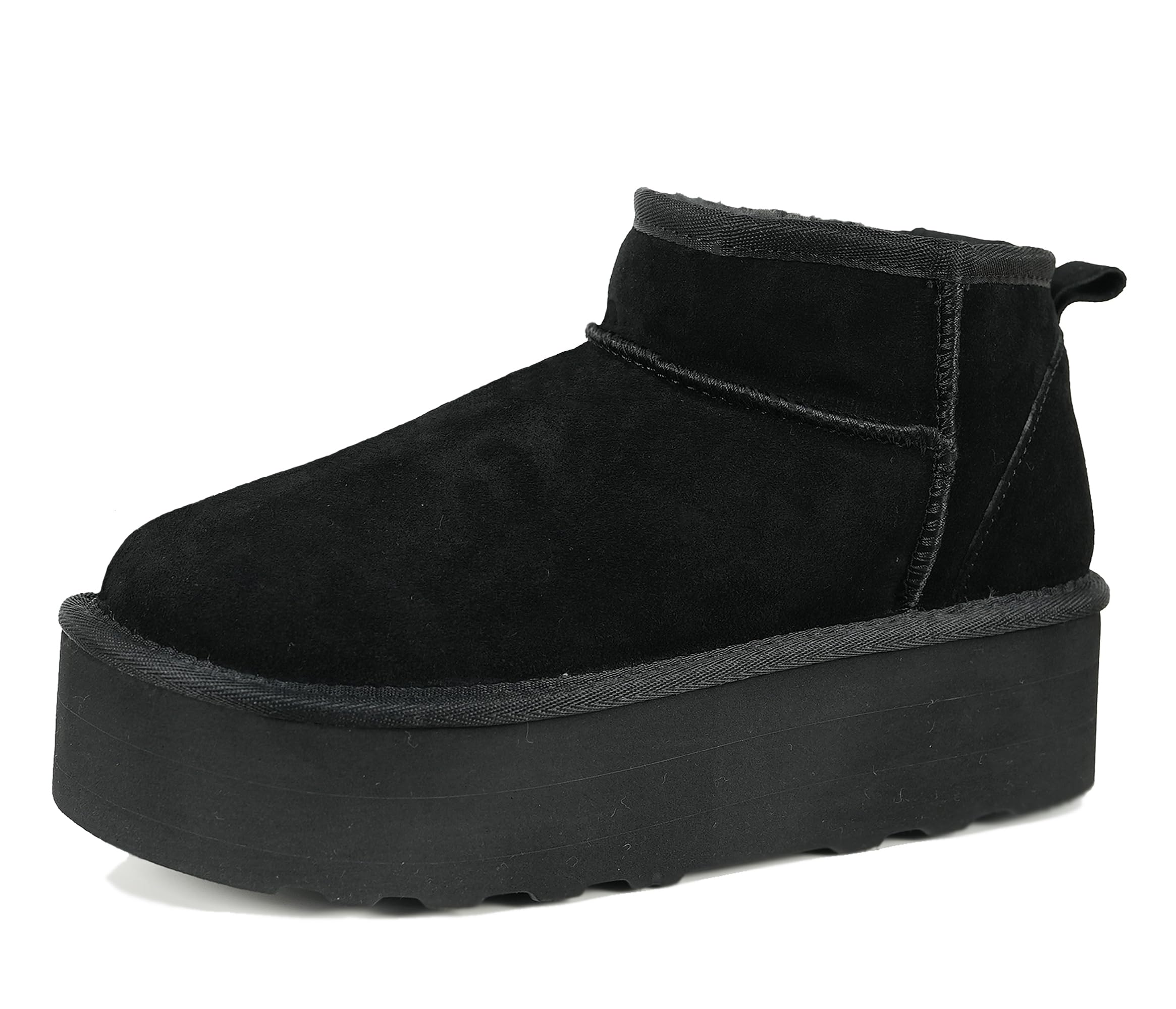 Womens Ultra Mini Platform Fashion Boot Classic Short Ankle Boot Cloud Warm Fur Lined Snow Boots Anti-Slip Winter