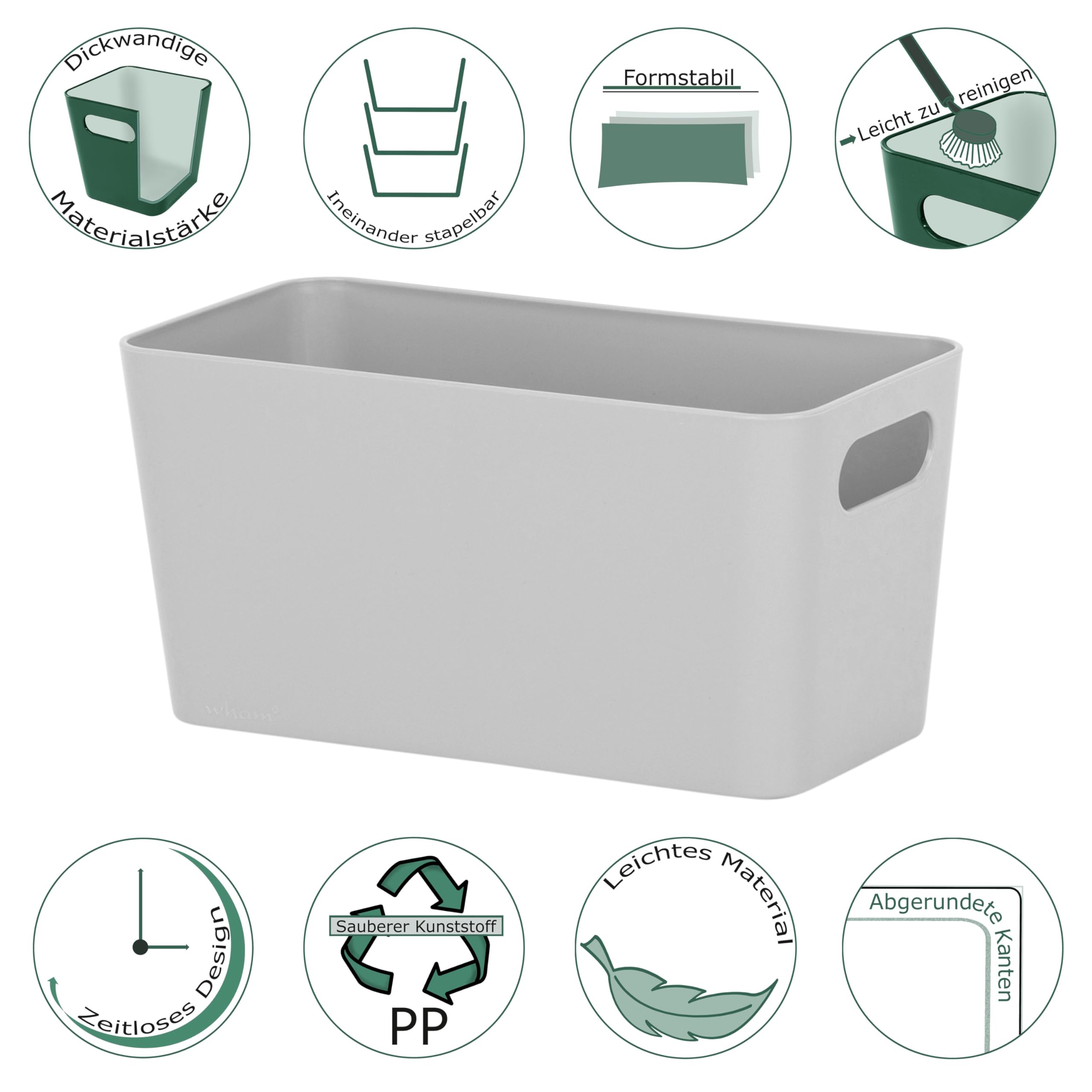 12 cajas organizadoras 10cm alto gris 20x10x10cm 1,4L Cesta organizadora
