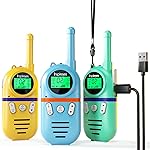 Inspireyes Walkie Talkies for Kids Rechargeable,Toys for Boys and Girls Ages 3-12, 3 Pack Long Range 2-Way Radios, Birthday Gifts,Christmas Stockings, Outdoor Play, Family Games, Hiking Camping Gear