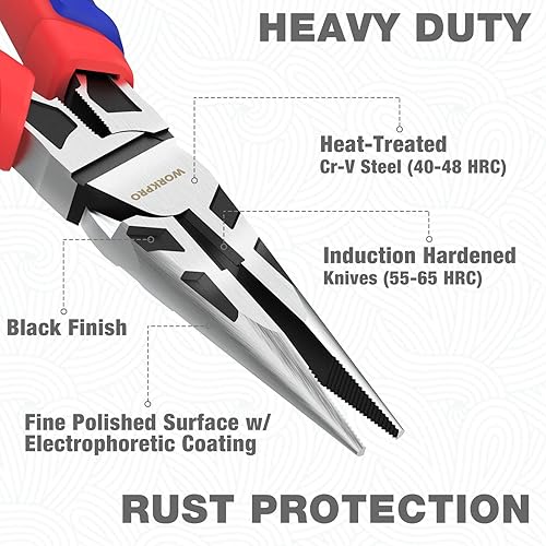 Miniatura 5 de Alicates de punta de aguja de 8 pulgadas + juego de 70 llaves de vaso de 1/4 pulgadas