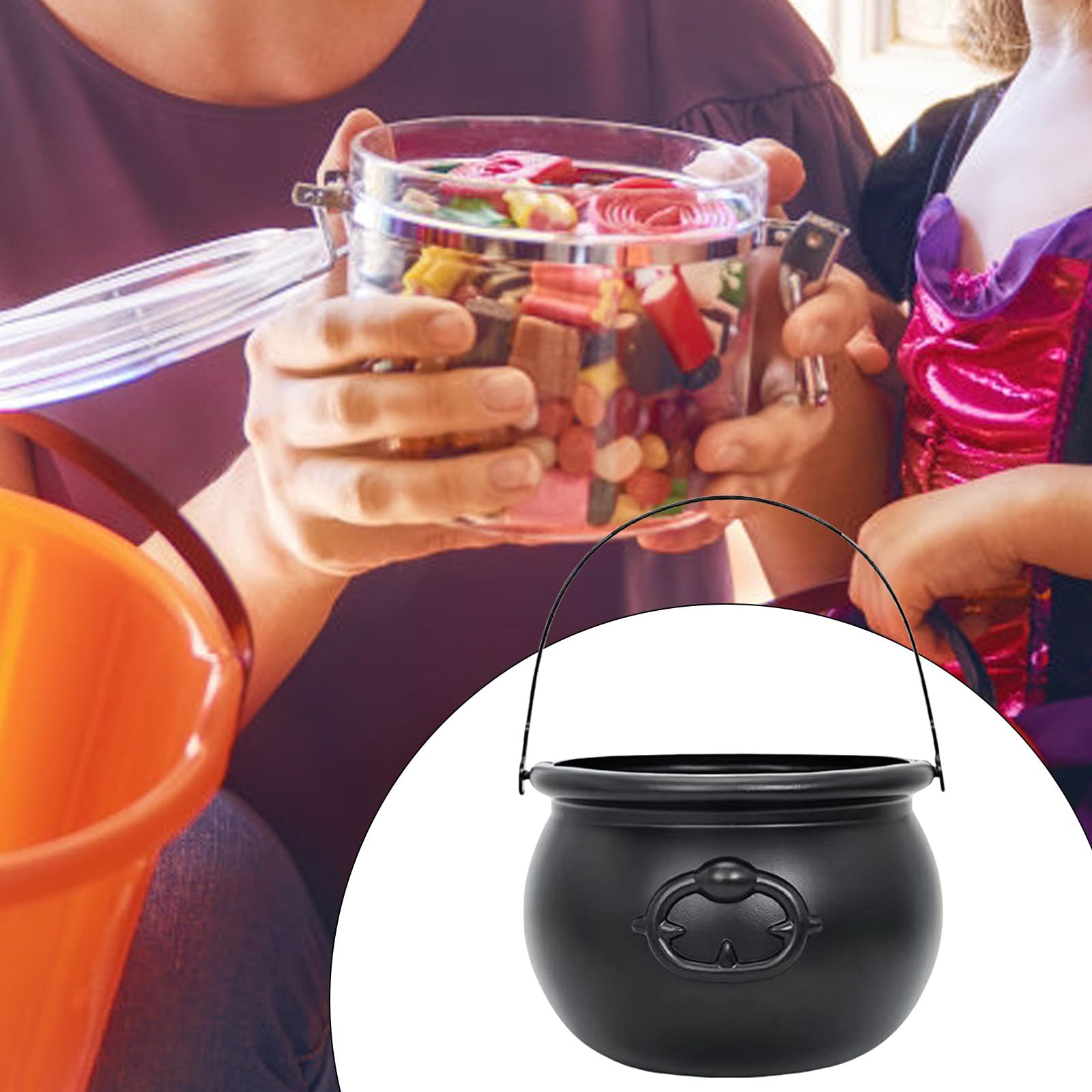Pot à Bonbons Chaudron Sorcière Halloween - 7 Cm, 5 Couleurs, Réutilisable, Décoration Fête