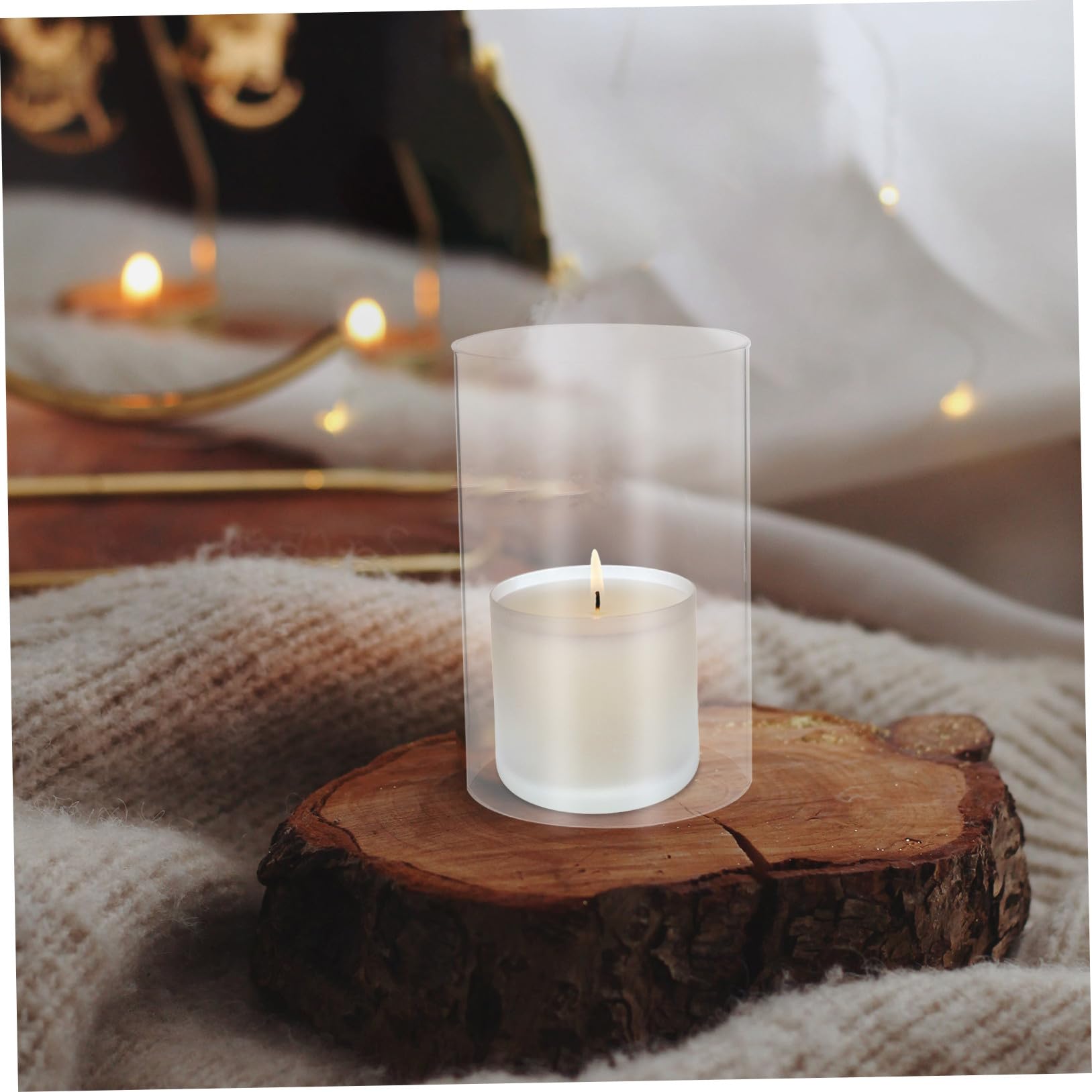 Cubiertas de Vidrio para Velas Cilíndricas 2 Piezas, Resistentes al Viento | Cristal Transparente, Extremos Abiertos, Decoración y Bricolaje para Velas de Pilar