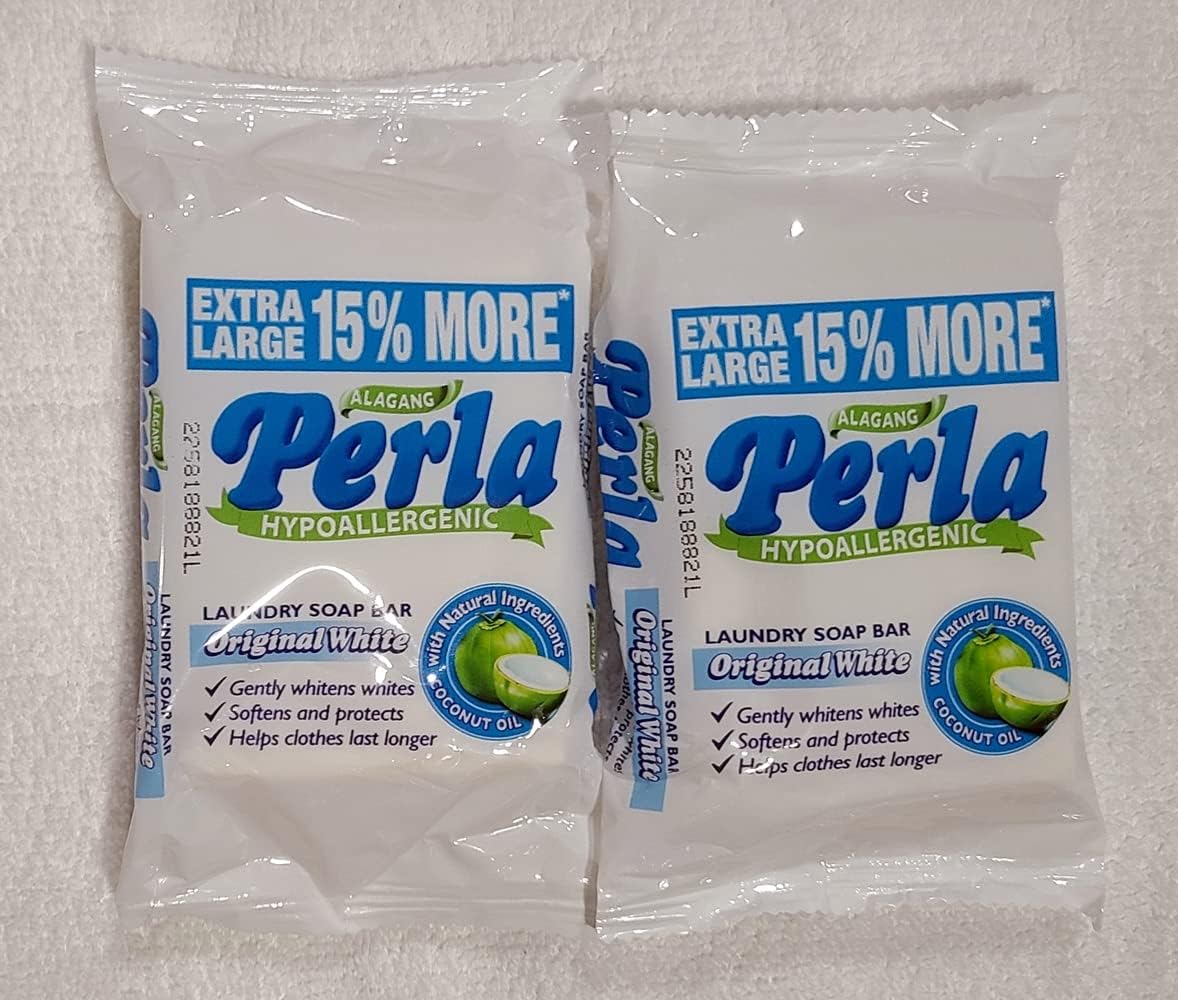 PERLA Original White Laundry Bar Soap, 110 grams (2)