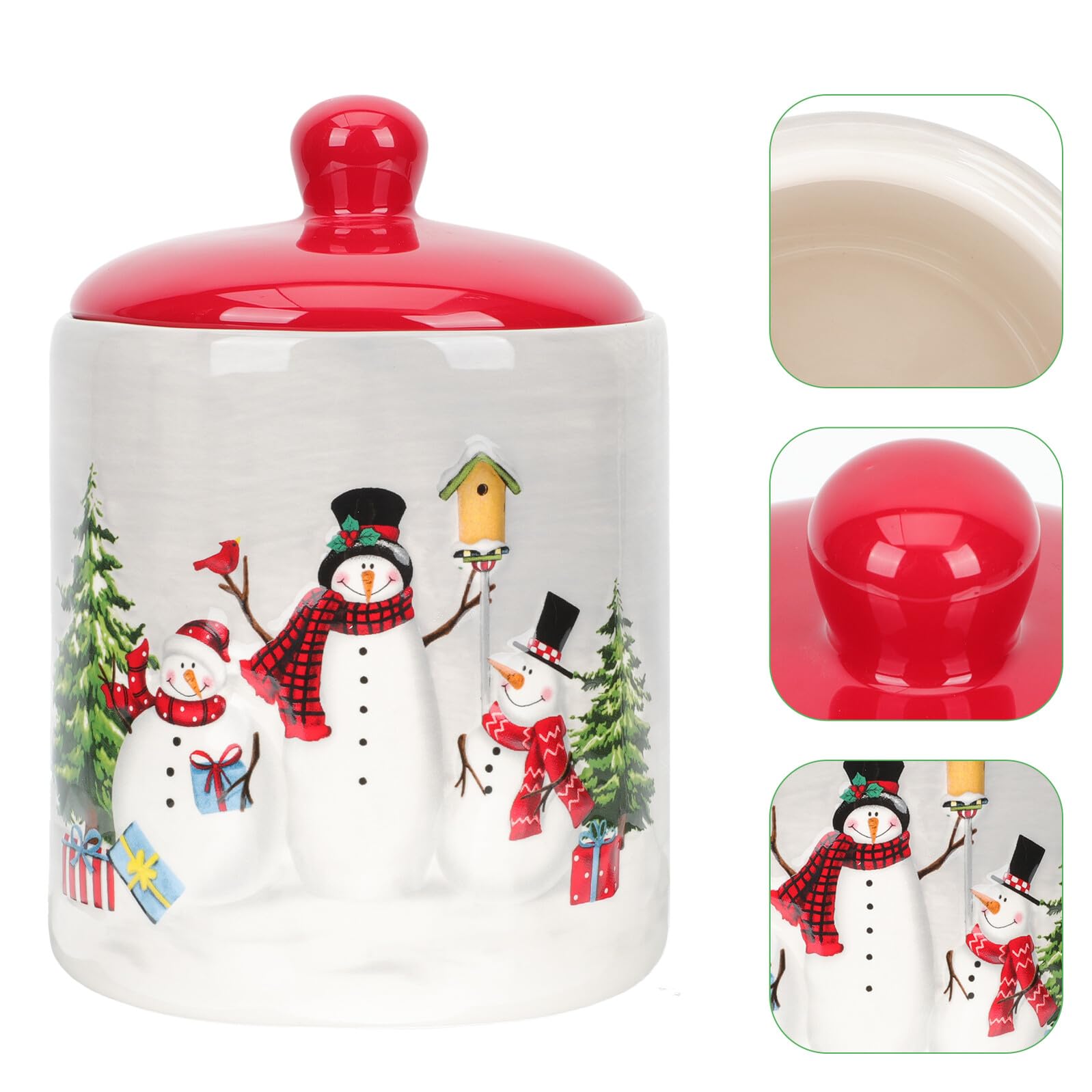 ULTECHNOVO Luftdichtes Keramik Bonbonglas mit Weihnachtsmuster Leichter und Tragbarer Vorratsbehälter für Snacks und Schokolade für Feierlichkeiten