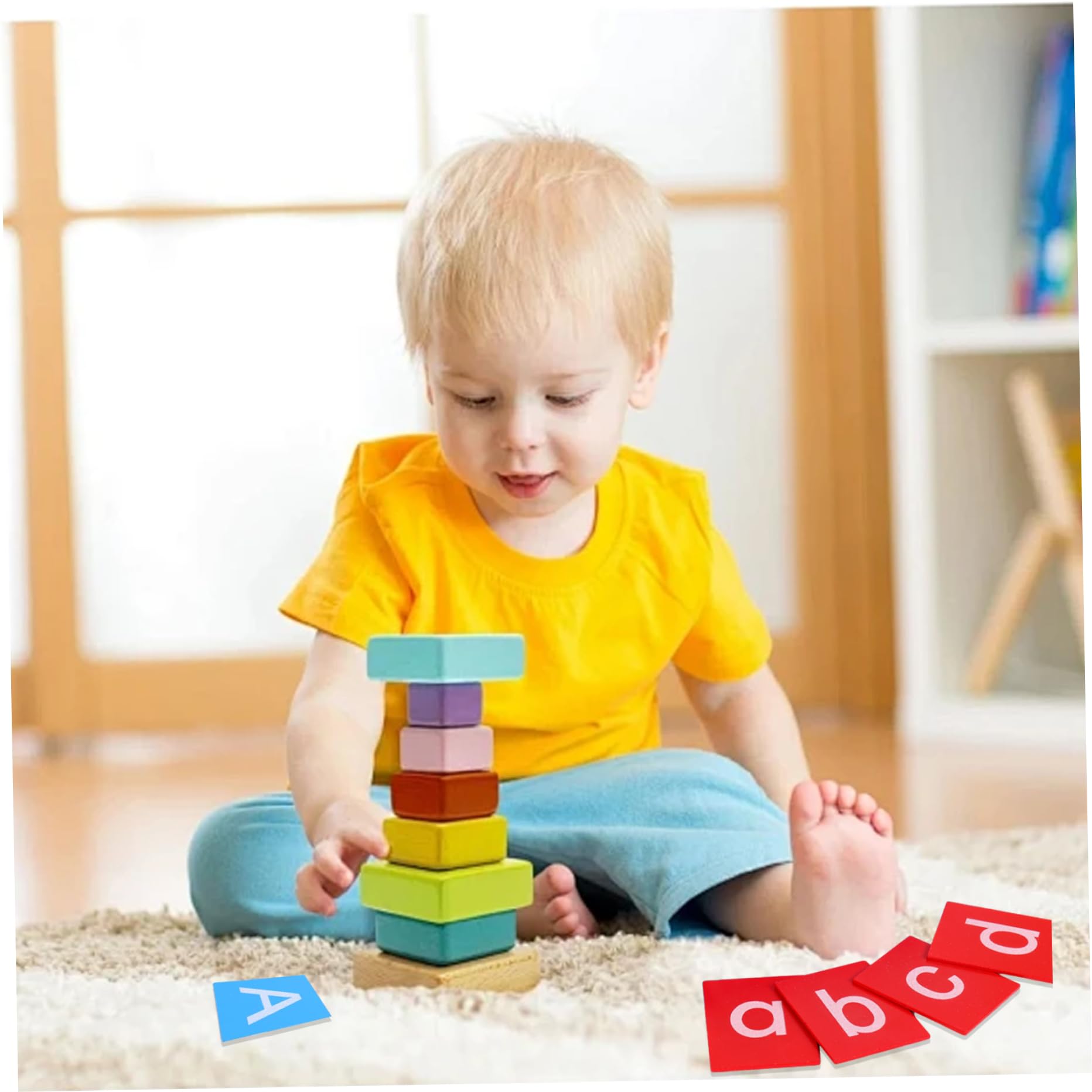 Schede Flash dell'alfabeto, Lettere minuscole e maiuscole in Carta vetrata Montessori in Legno