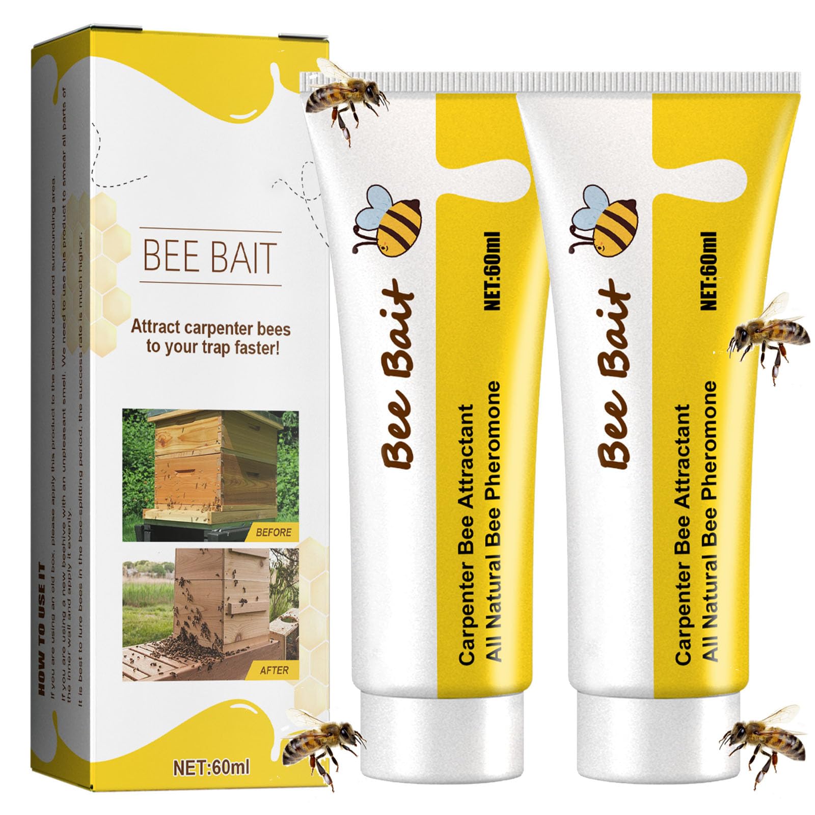 𝐂𝐚𝐫𝐩𝐞𝐧𝐭𝐞𝐫 𝐁𝐞𝐞 𝐓𝐫𝐚𝐩 Lure 2Pcs, 𝐂𝐚𝐫𝐩𝐞𝐧𝐭𝐞𝐫 𝐁𝐞𝐞 𝐁ait for Mason Bee 𝐇𝐢𝐯𝐞𝐬