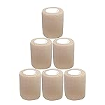 Baisunt 6 Pack 3 Inches Cohesive Bandage Self Adhesive Wrap Elastic Self Adherent Vet Wrap Breathable Self Stick Tape for Wrist, Ankle, Sports, Tatoo Wrap(5 Yards, Skin)
