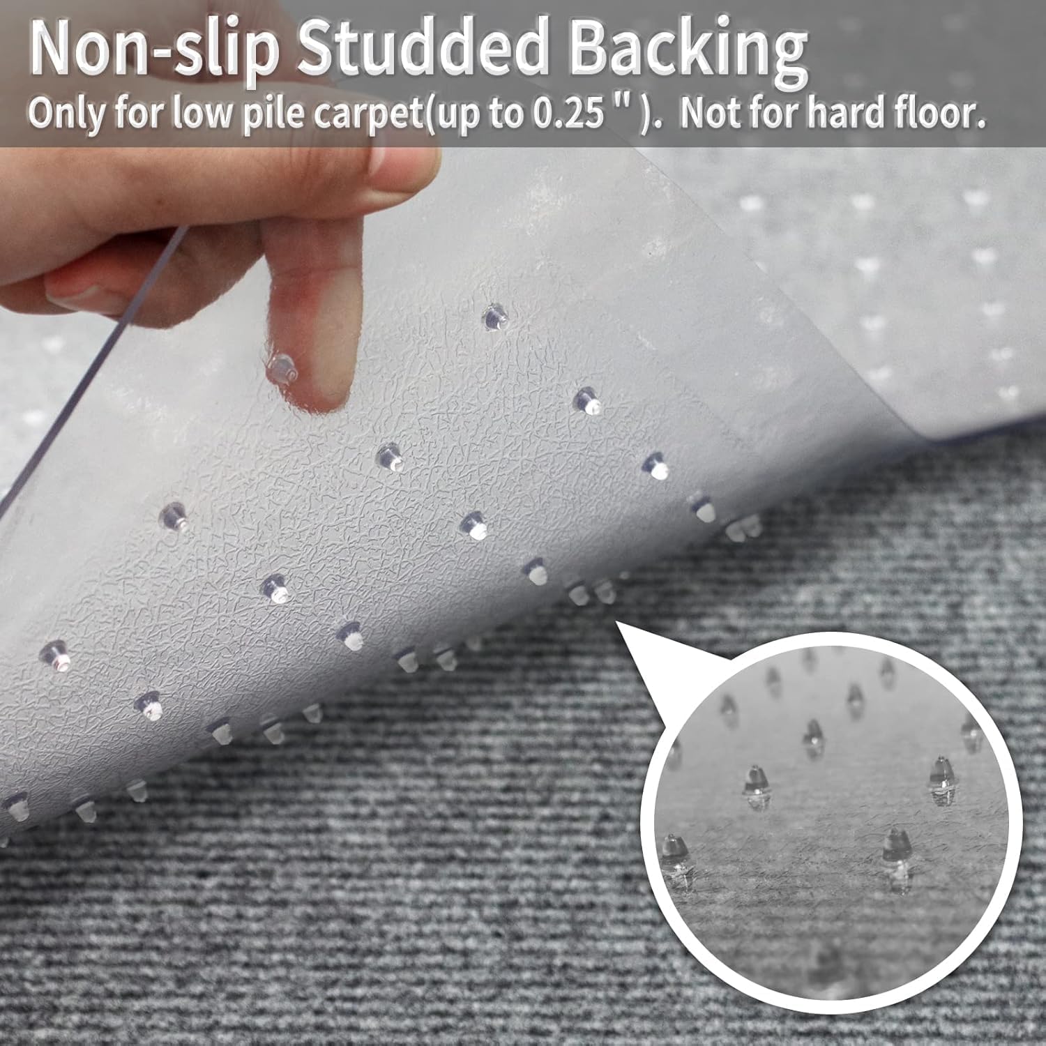 Vivicreate Chair Mat for Carpet 36x48 Inch, Non-Slip Edge with Gripper Studs, Floor Mat for Office Chair, Desk Mat for Chair, for Home Office Chairs on Carpet