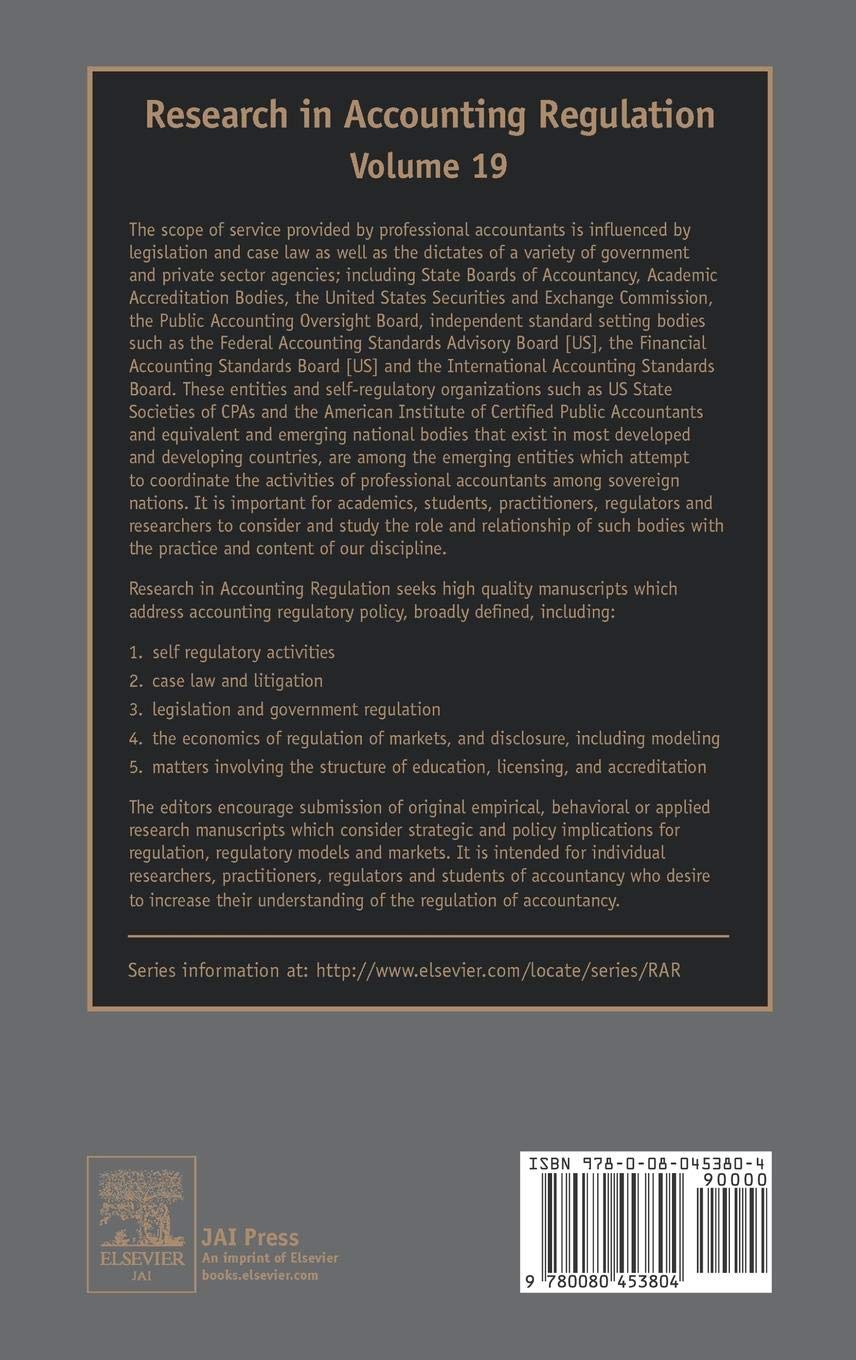 Research in Accounting Regulation: Volume 19