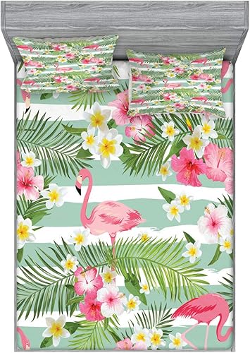 Miniatura 186 de Ambesonne Juego de sábanas bajeras y fundas de almohada, diseño retro de los videojuegos con botones de joystick vintage de los años 80 y 90, diseño