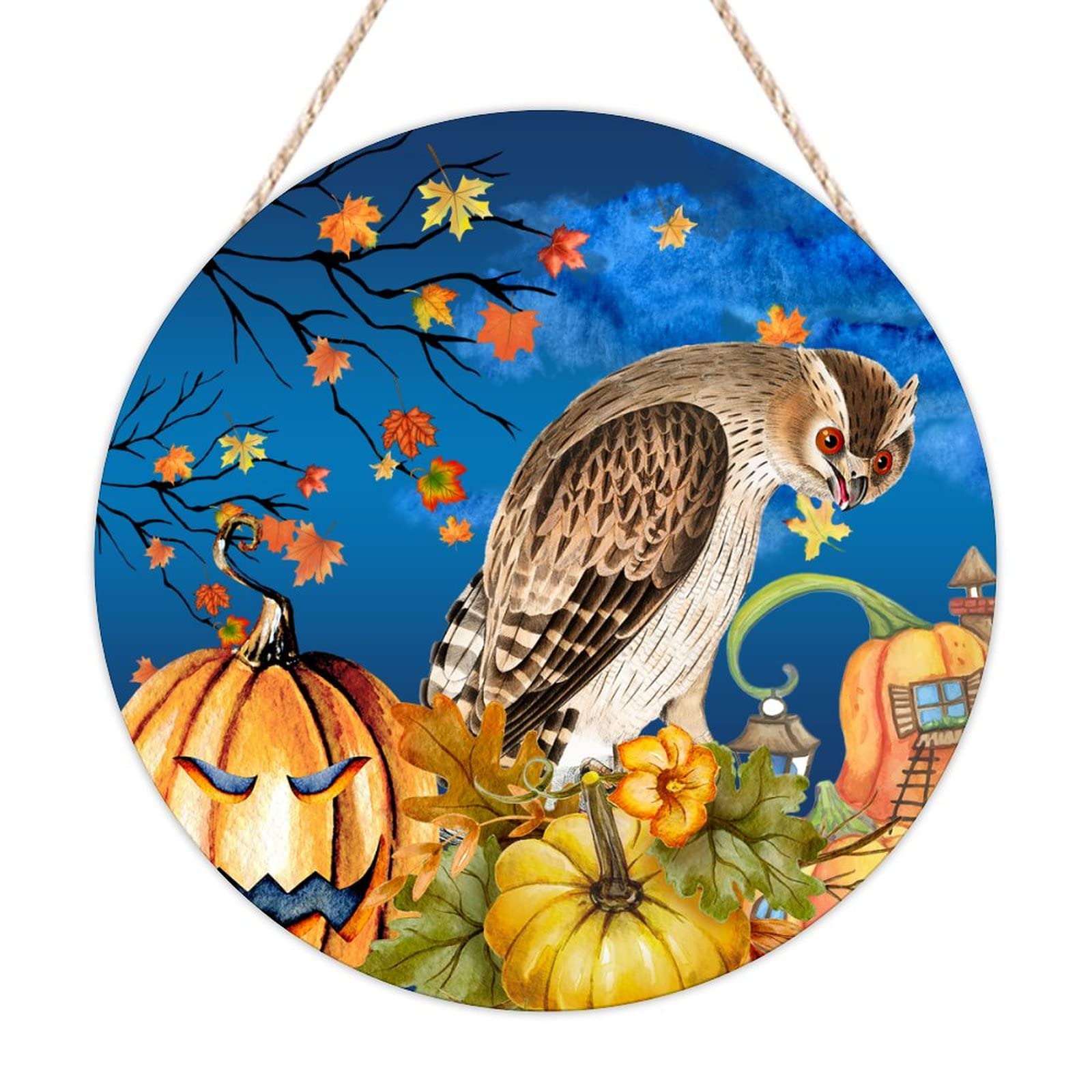 Panneau de bienvenue Halloween en bois 30x30 cm rétro pour porte et mur