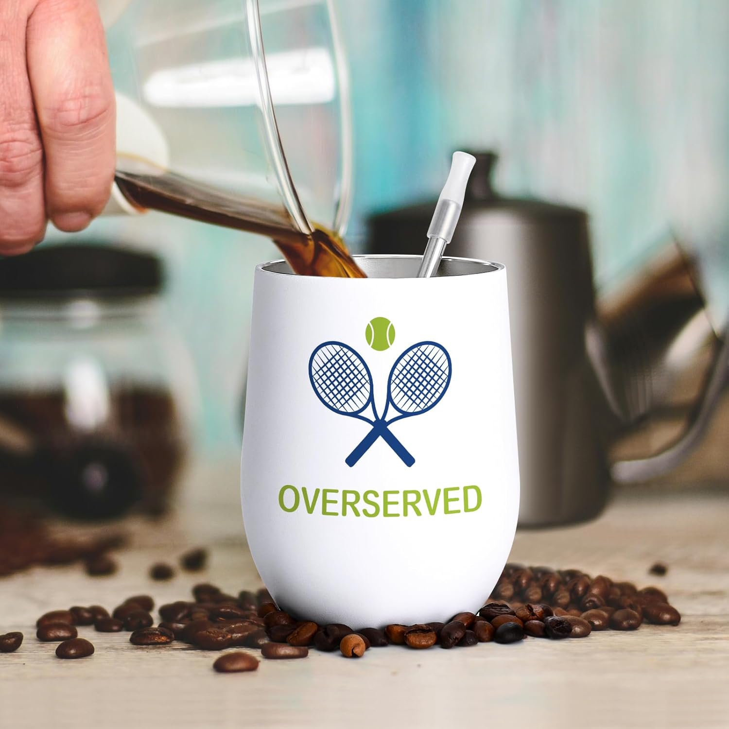 Qtencas Tennis Gifts for Women Men, Gifts for Tennis Lovers, Tenis Insulated Wine Tumbler with Lid, Christmas Birthday Gift for Tenis Lovers, 12 Oz - Image 4