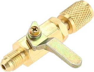 Air Conditioner Ball Valve 1/4" SAE Adapter, Straight Shut-Off Valve for HVAC A/C Automotive Service Tools, Fits for R134A R22 R12 R410A Refrigerant