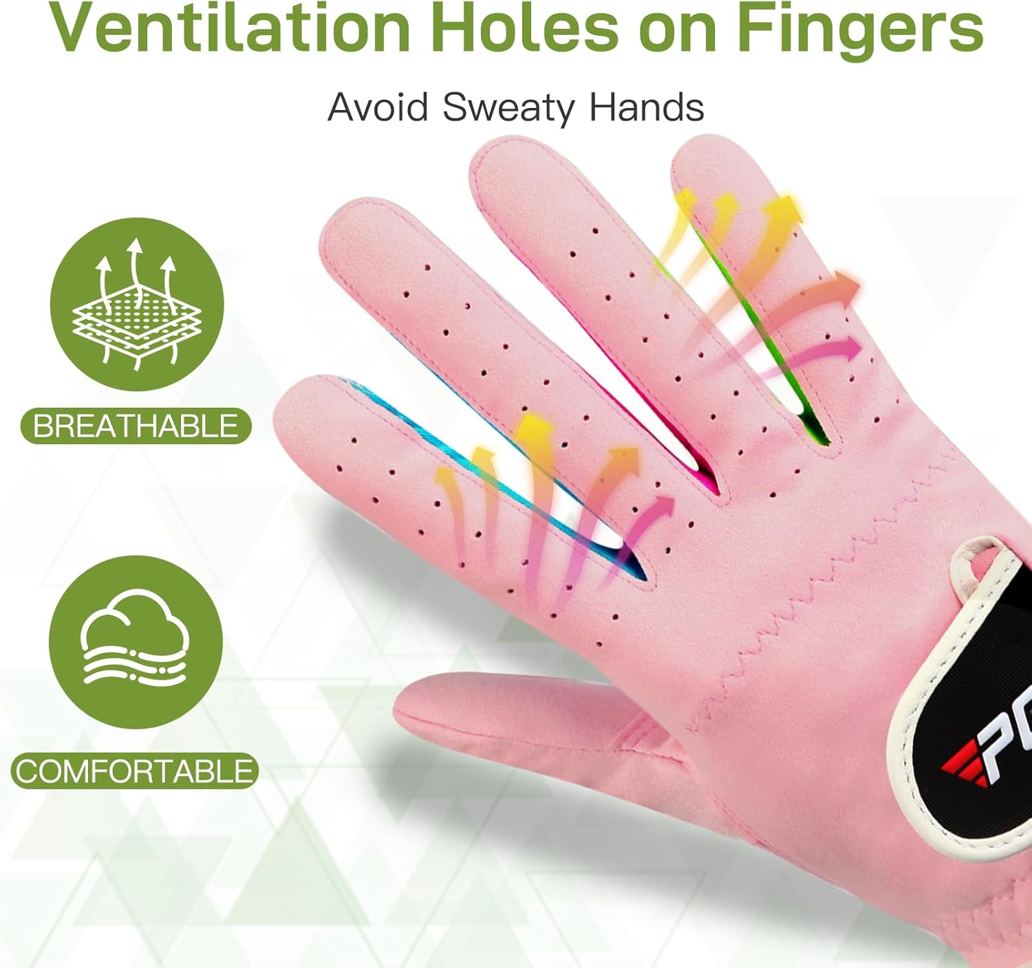 PGM Kids Youth Junior Toddler Boys Girls Golf Gloves Microfiber Synthetic Gloves for Left Hand Right Hand Golf Gloves 1 Pack White Pink Age 3-12 (Pink,Medium,Worn on Left) - Image 4