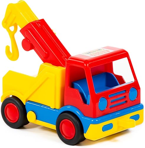 Wader Basics - Juguete de camión de remolque para niños con neumáticos de goma con cancelación de ruido y con cabrestante de trabajo