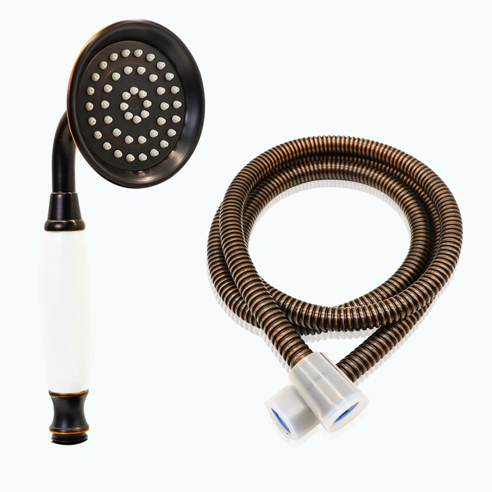 Pommeau de douche vintage céramique ENGA avec tuyau 150 cm douchette rétro salle de bain bronze