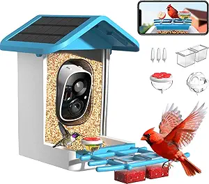 Smart Bird Feeder with Camera,2K HD Video, AI Identify Birds Species Solar Powered,Auto Capture Videos & Notify of Birds Arrival,Bird House for Birdwatching,Gift for Parents,BirdLovers asin的图片
