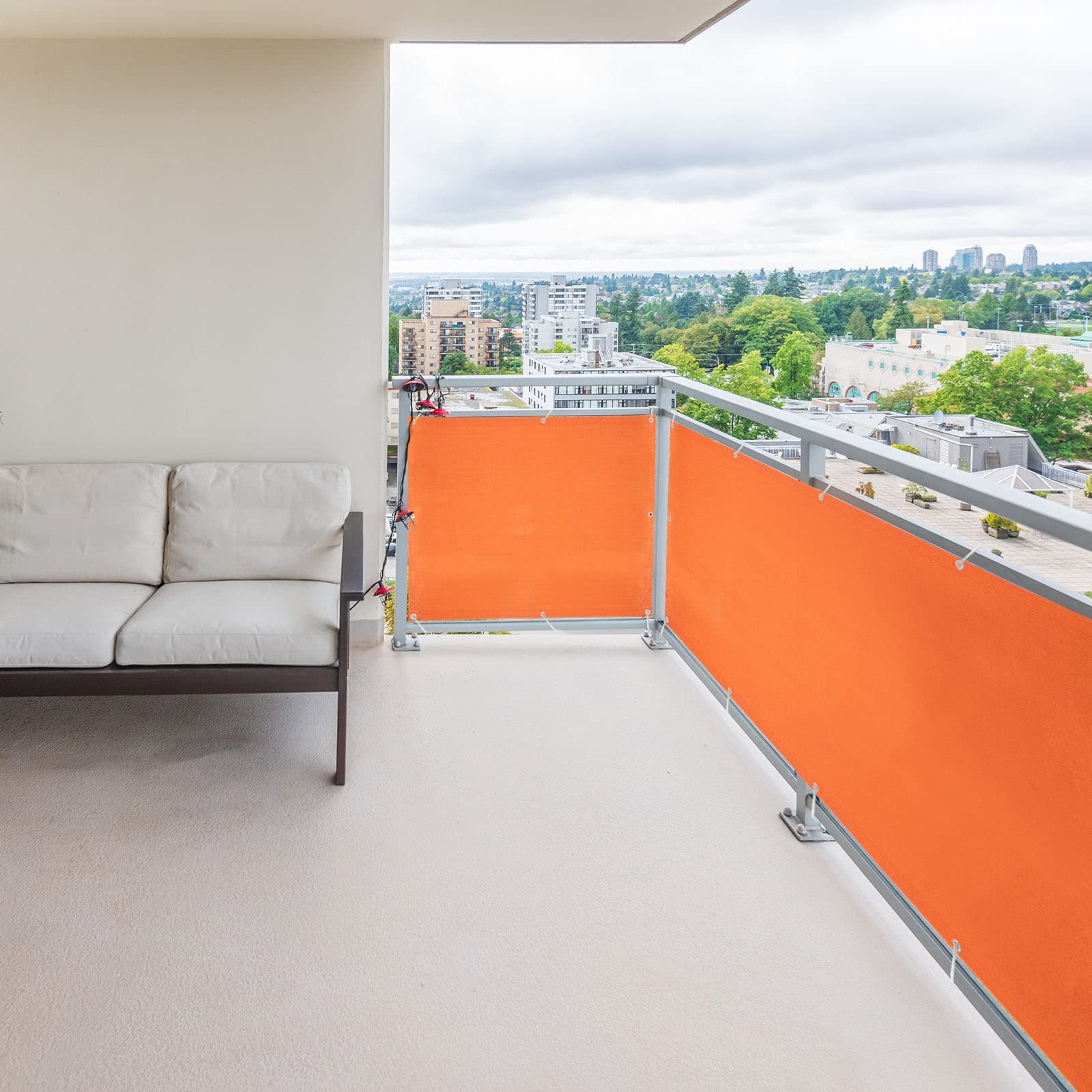 Casa Pura Brise-vue pour balcon Protection UV 90 x 500 cm Tissu polyéthylène haute densité résistant intempéries Orange