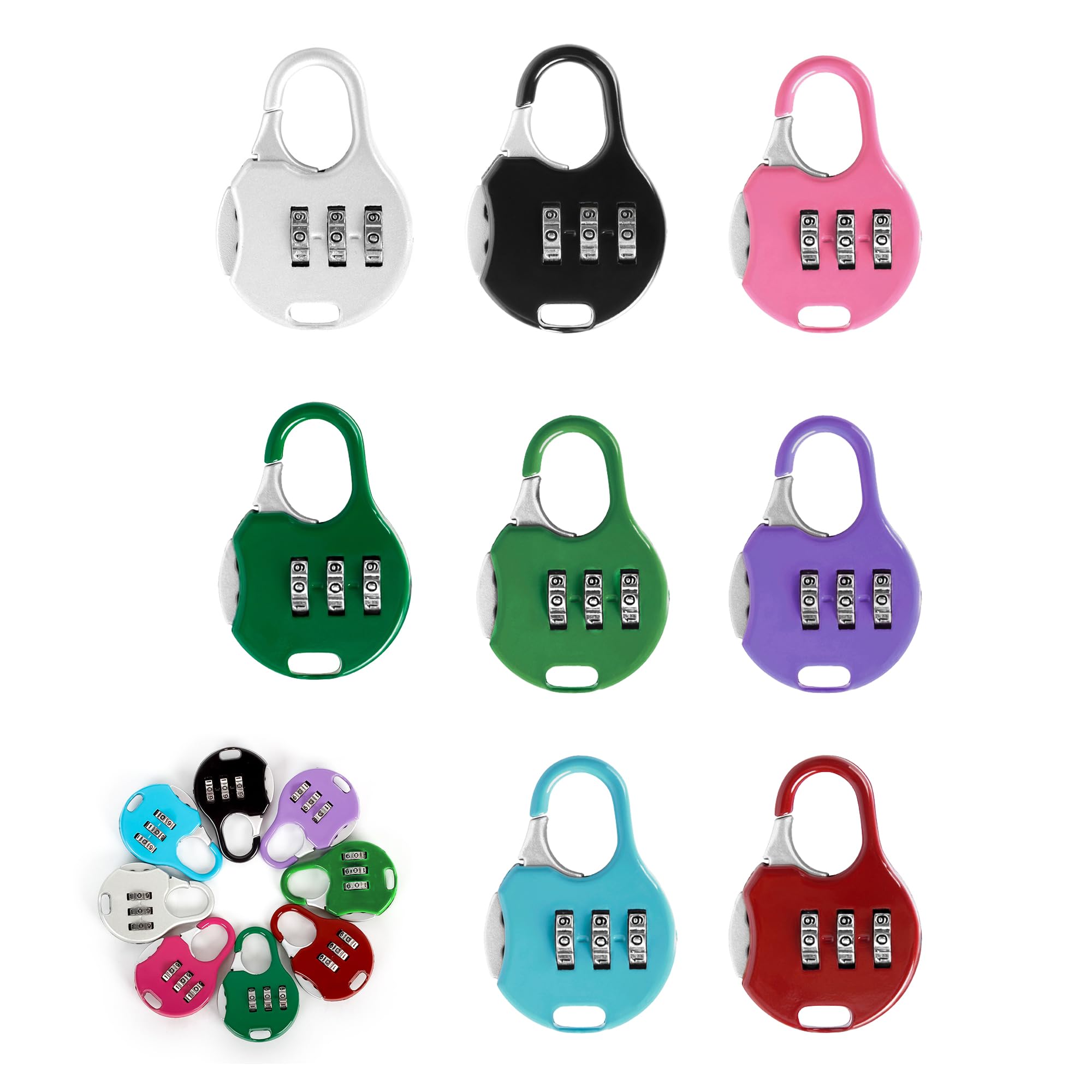 Lot De 6 Mini Cadenas à Combinaison Amexo - Code 3 Chiffres Réinitialisable - Pour Valises, Sacs, Casiers Et Voyage - Multi-Couleurs