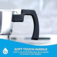 Vista 3 de Grosche Milano Moka Cafetera espresso moca para estufa, de 6 tazas, cafetera cubana, cafetera greca, italiana, percoladora, esmoquin