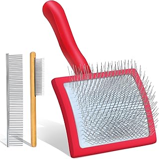 Slicker Brush for Dogs, Large Long Pin Dog Grooming Brush for Doodles Goldendoodles Poodles Labradoodle Bernedoodles, 3 Pcs Wooden Handle for Mats Tangles