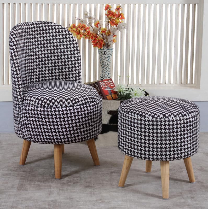 ShadowKart Sitting Solutions for Home – Wooden Frame Round Ottoman Chair | Ottoman for Living Room Sitting Pouffes | Bedroom, Study & Makeup Table, 32 Inch Height (Cmbo-Black Stars)-image-37