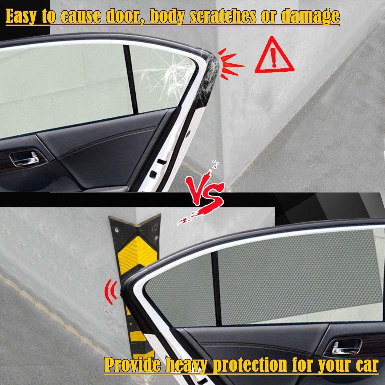 Reflective Garage Wall Protector - Thickened Rubber Car Door Bumper Guards for Corners & Walls, 39.3"x3.94"x0.39", Black & Yellow Parking Edge Protector