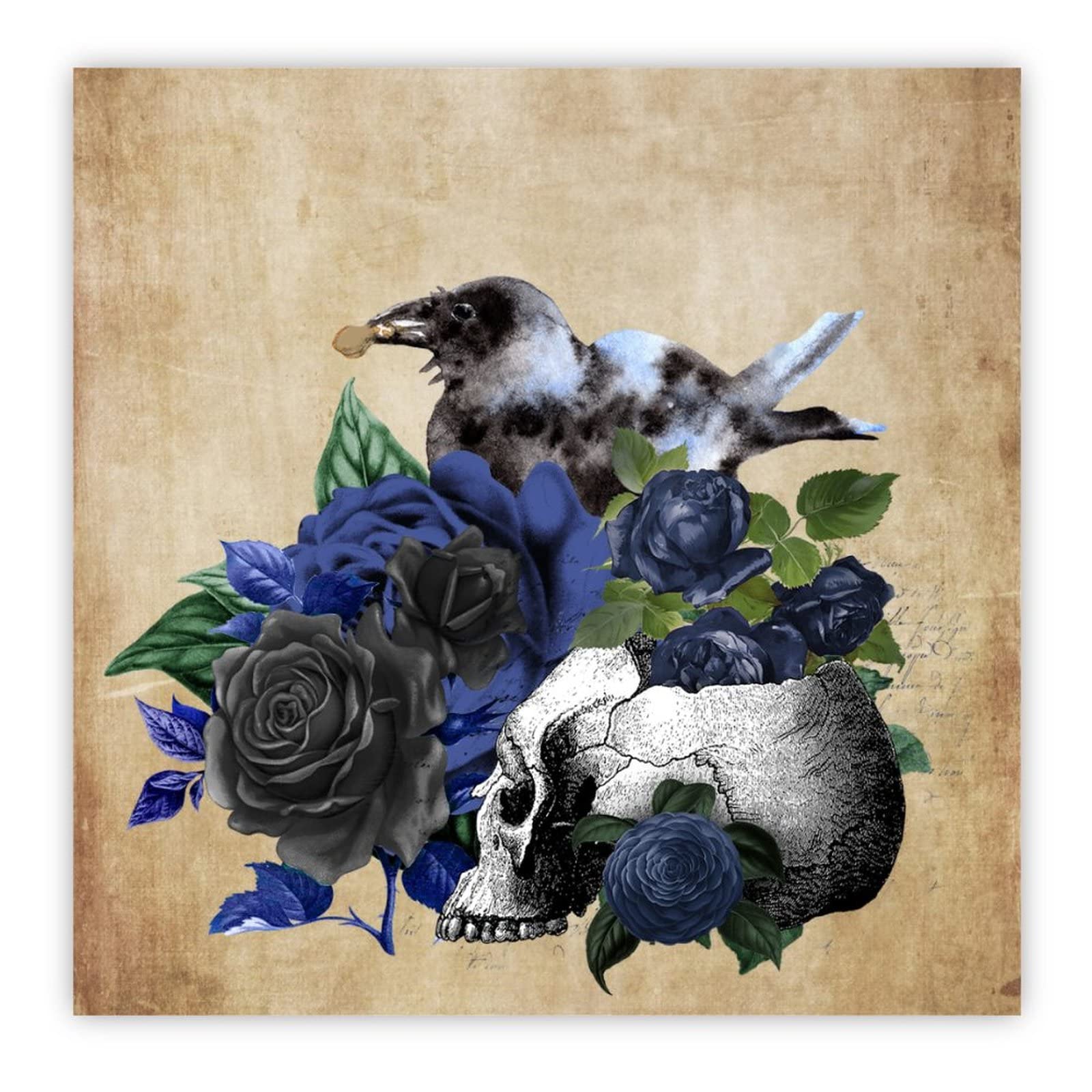 Panneau bois Raven on Skull : sublimez votre déco de mariage et fête d'Halloween