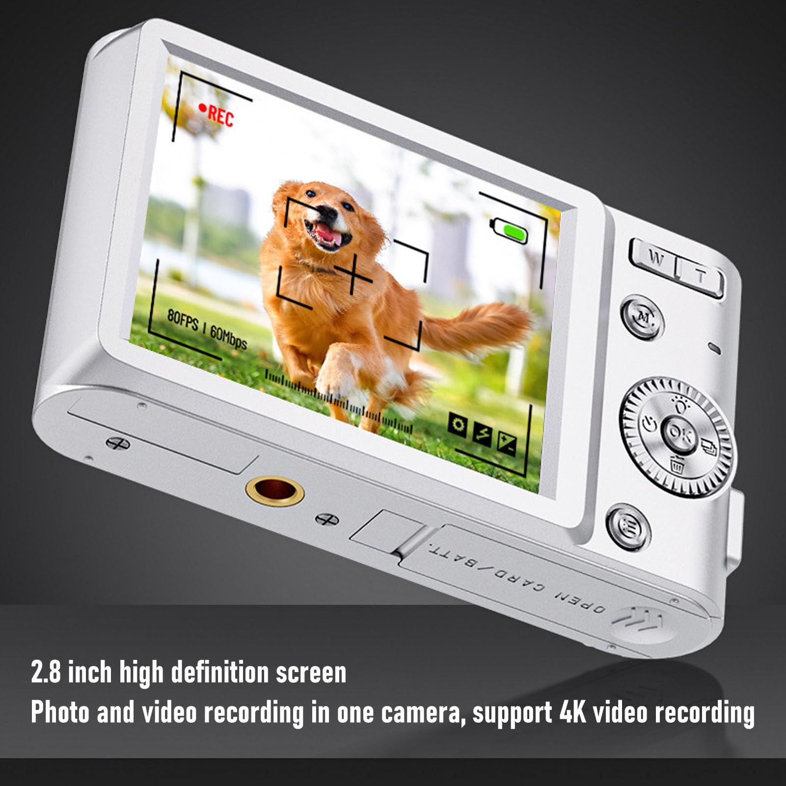 Aparat Cyfrowy 4k 50MP, 4k Kamera do Vlogowania z 2,8-calowym Ekranem LCD, 16-krotnym Zoomem Cyfrowym, Kompaktowym Aparatem Retro z funkcją Anti Shake Autofocus i lampą błyskową