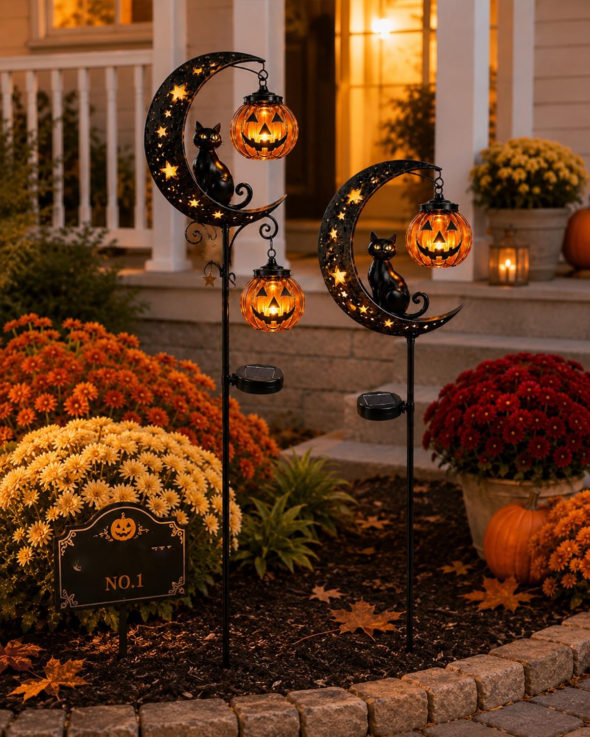 Explcior Solar Halloween Black Cat Pumpkin Moon Garden Stake Light