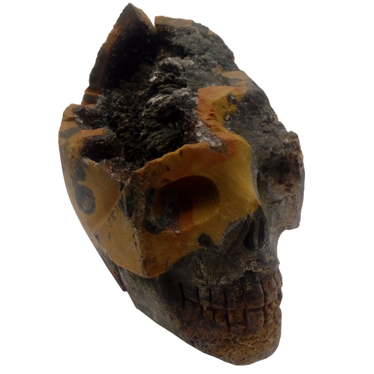 MOSOAO Natural Crystal Quartz Agate Geode Skull Skeleton Realistic Carving Healing Reiki Spiritual (2#)